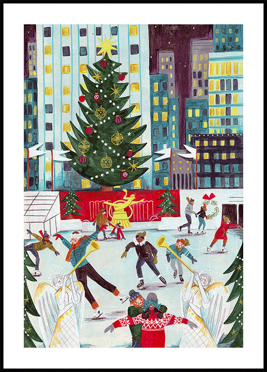 Ice skating at Rockefeller center Poster