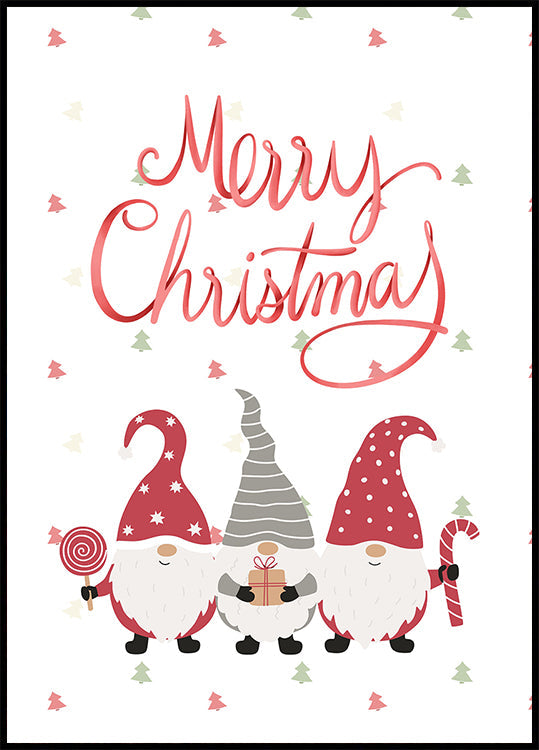 Merry Christmas Gnomes Poster