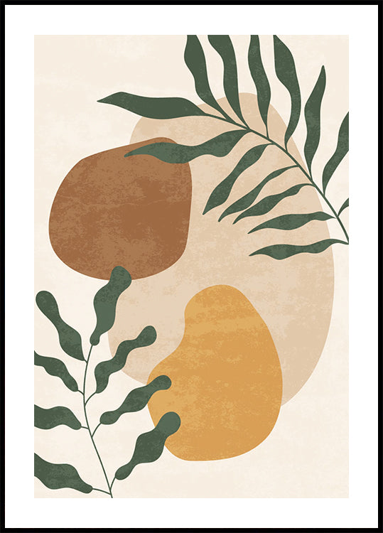 Abstract Shapes and Leaf Poster - Posterbox.dk