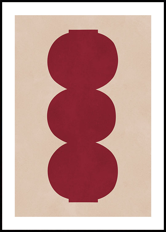Crimson Symmetrical Shapes Poster