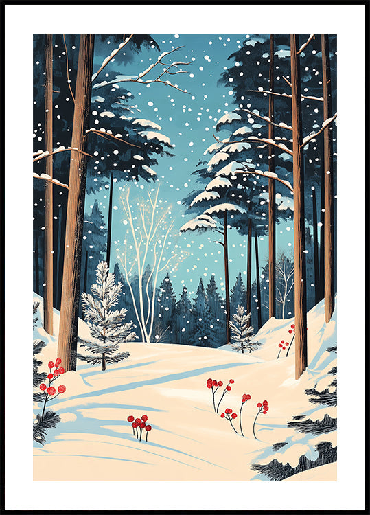 Christmas Snowy forest Poster