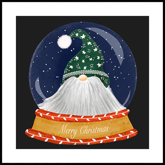 Christmas Santa Gnome Snow Globe - Merry Christmas Poster