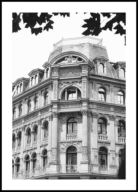 Vienna Baroque Townhouse Black & White Poster