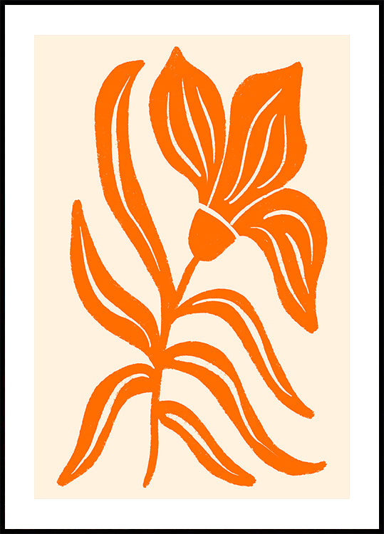 Abstract Orange Stylized Tulip Poster