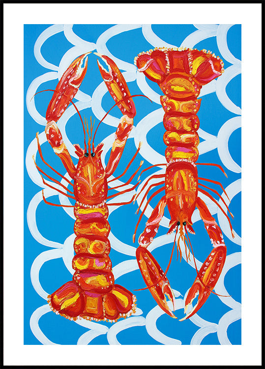 Langoustines On Blue Poster