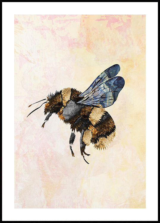 Grunge Watercolor Bee Poster