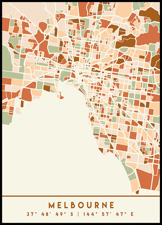 Black Maps Earth Tones 50 Poster