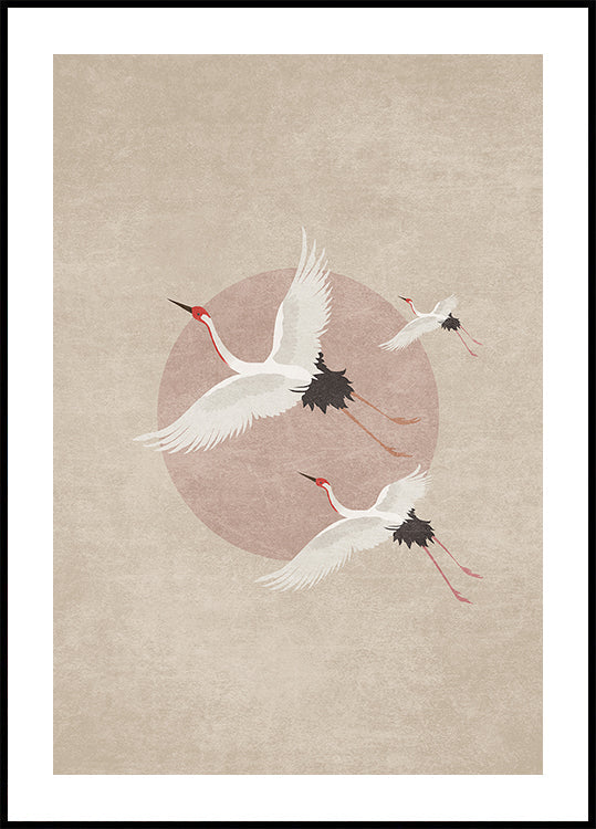 Cranes in Flight Poster