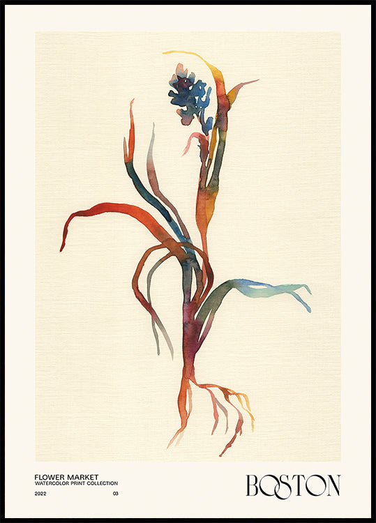Watercolor print collection. Flower market - Boston