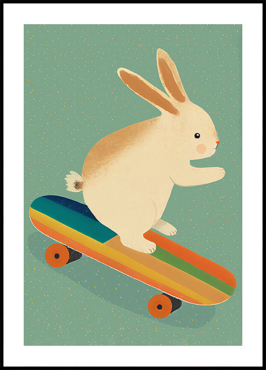 Skateboarding Bunny Poster