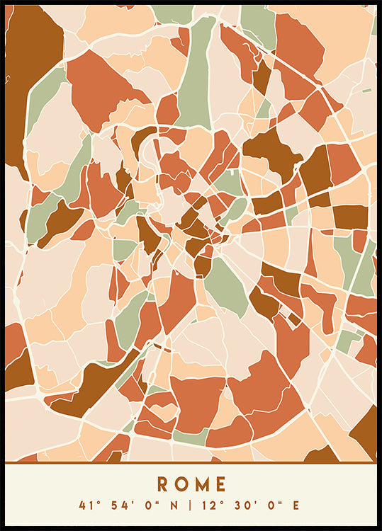 Black Maps Earth Tones 72 Poster