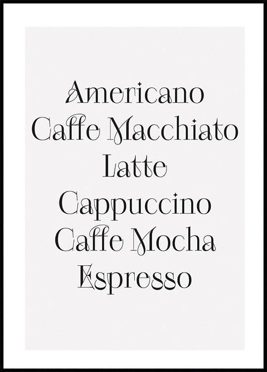 Coffee drinks Poster - Posterbox.dk