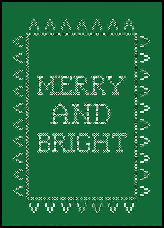 Merry and Bright - Cross Stitch - Green Poster