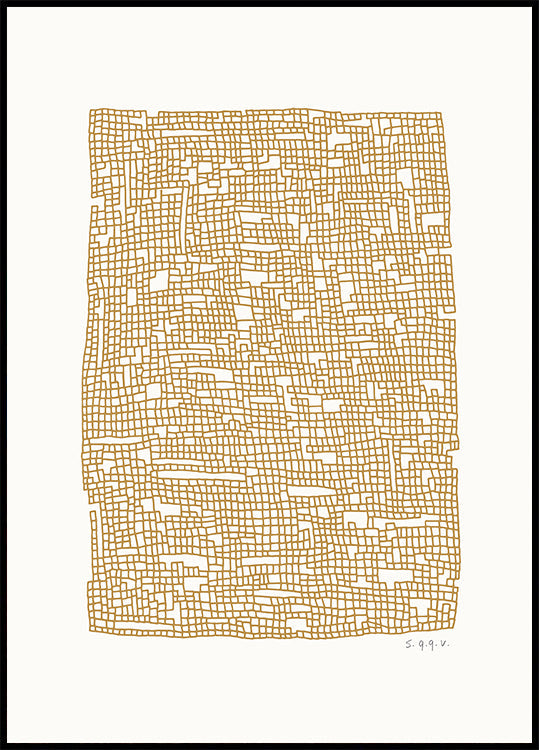 Grid Dark Ocher Poster