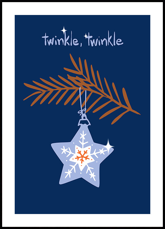 Cheerful twinkle Christmas star blue Poster
