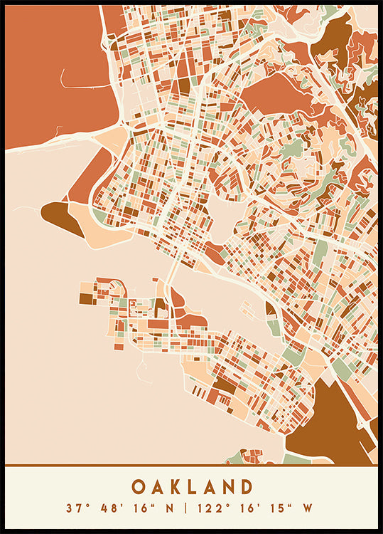 Black Maps Earth Tones 62 Poster