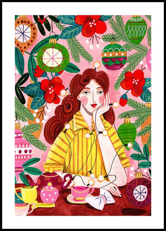 Retro Christmas Woman Poster