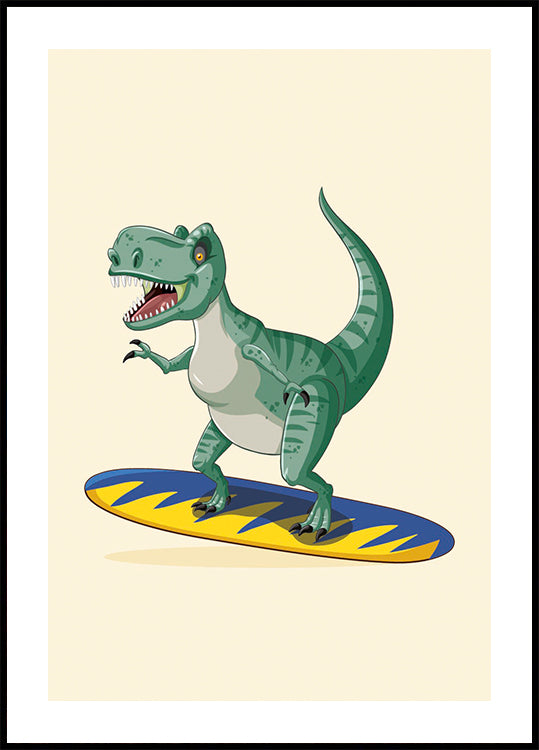 Surfing T-Rex Poster - Posterbox.dk