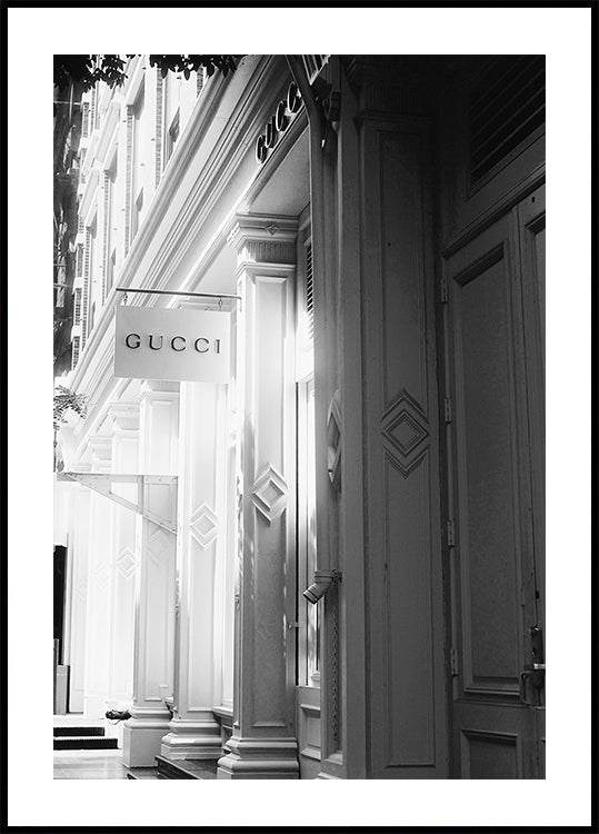 Gucci Storefront Black & White Poster