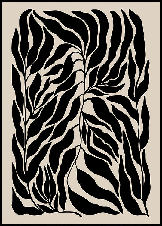 Black Leaf Silhouettes Poster