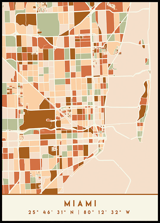 Black Maps Earth Tones 53 Poster