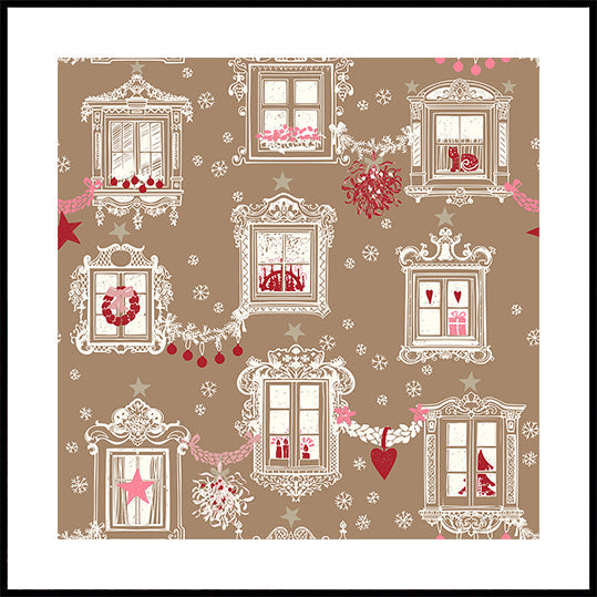 Black forest X-Mas Winter windows pattern Poster