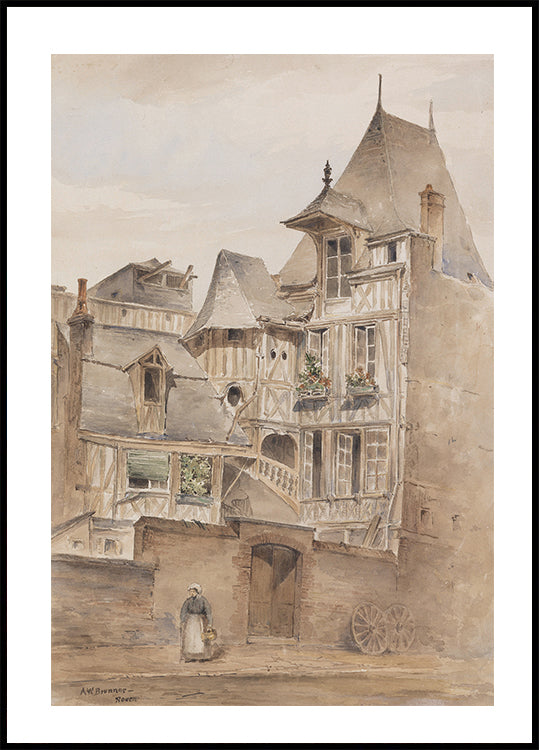 Street Scene With Medieval Houses By Arnold W. Brunner Poster - Posterbox.dk