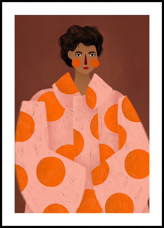 Woman With Orange Dots Poster