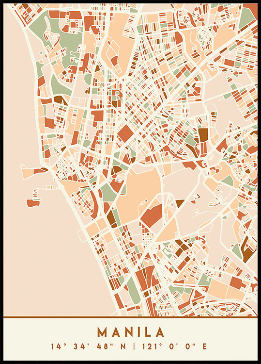 Black Maps Earth Tones 46 Poster