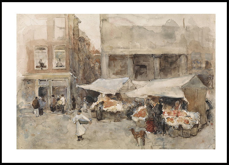 Markt Met Bloemenstalletjes By Floris Arntzenius Poster - Posterbox.dk