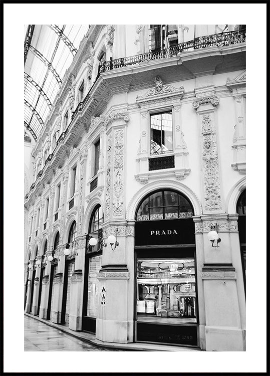 Prada Milan Boutique Black & White Poster