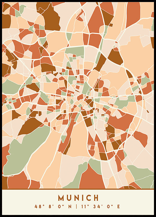 Black Maps Earth Tones 57 Poster