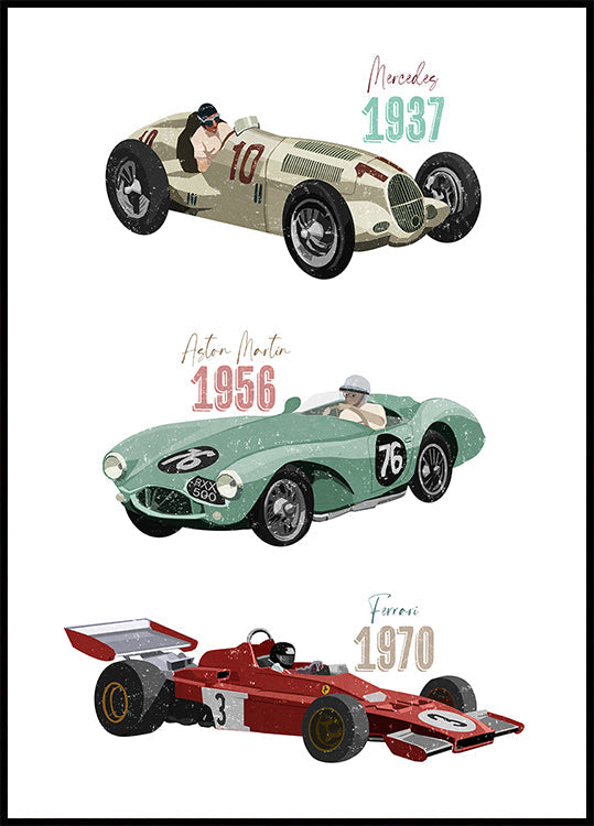 Vintage Racecars Poster