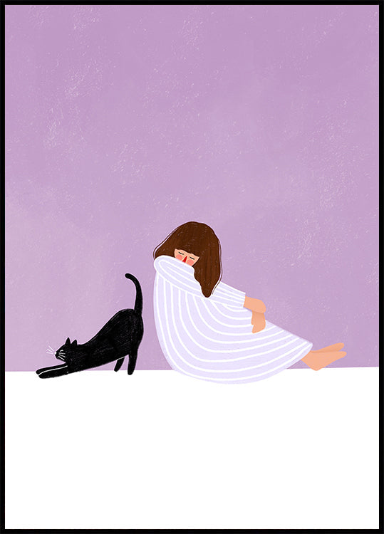 Girl and Cat Poster