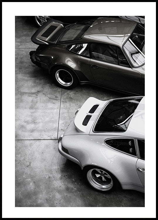 Classic Porsche in Black and White Poster - Posterbox.dk