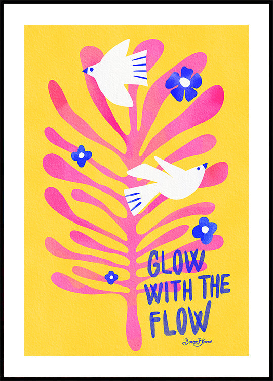 Birds - Glow with the Flow pink Poster