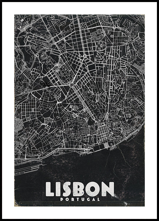 Lisbon Portugal Vintage Travel Map Poster