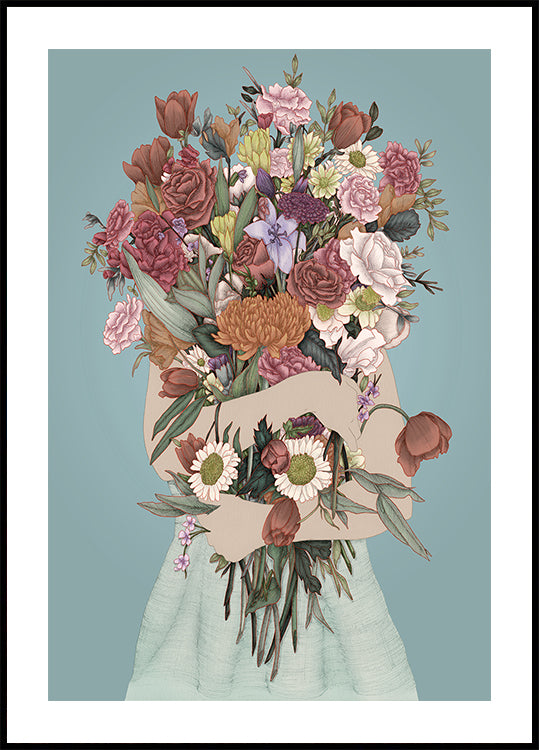 Gathering a Garden Teal Large Poster