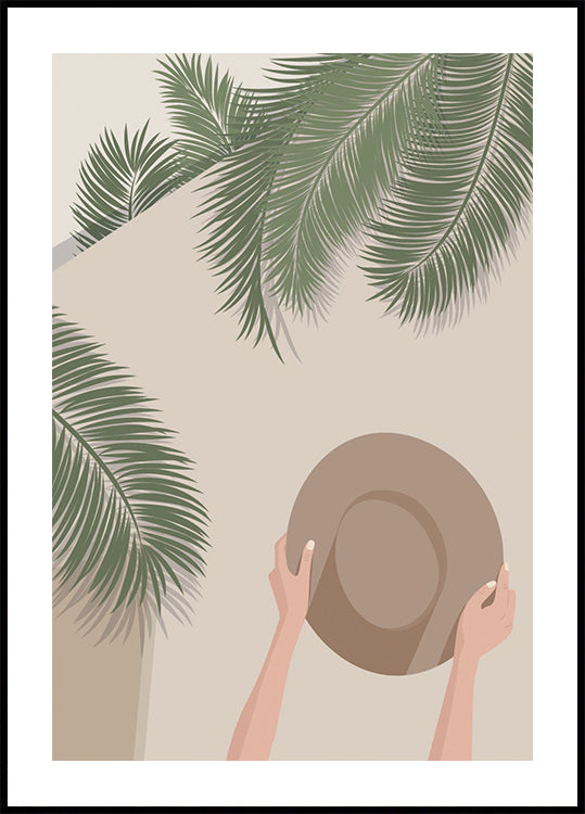 Enjoy the Moment 1, Tropical Palms and Summer Hat Poster