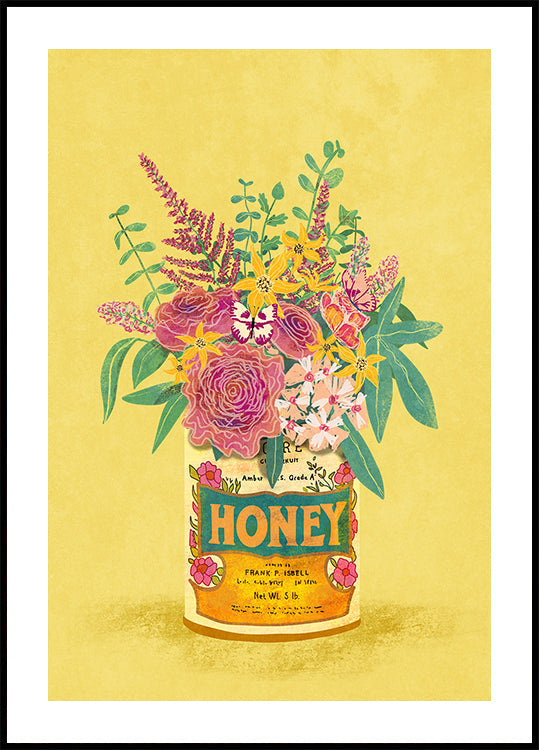 Flowers In a vintage Honey Can