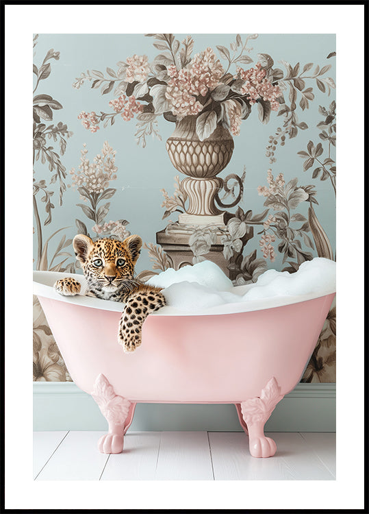 Leopard's Pink Bubble Bath Poster