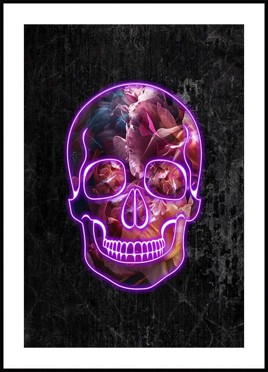 Neon Halloween Skull Poster