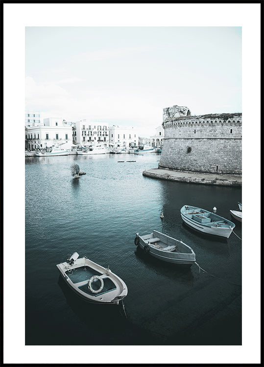 Boats With Views of Puglia Poster - Posterbox.dk