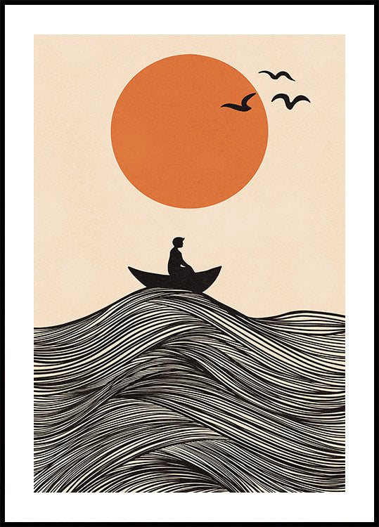 Boat and Sun Poster