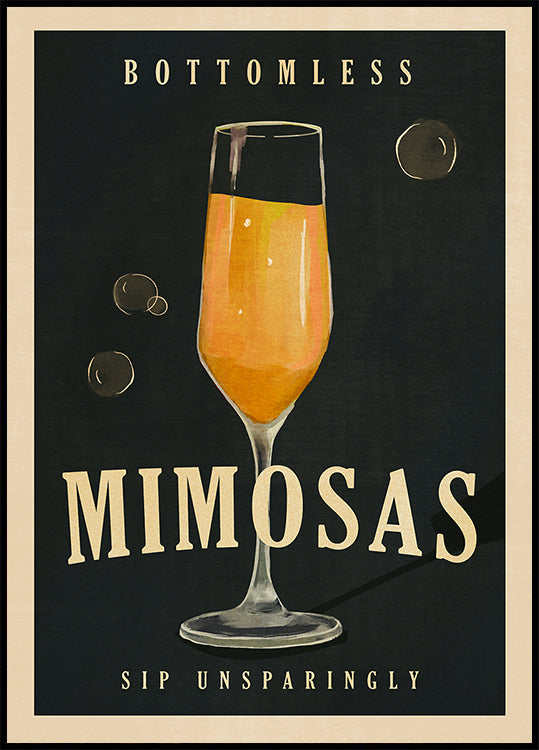Bottomless Mimosas Art Deco Cocktail Bar Art Poster