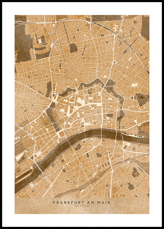 Sepia vintage map of Essen Germany Poster