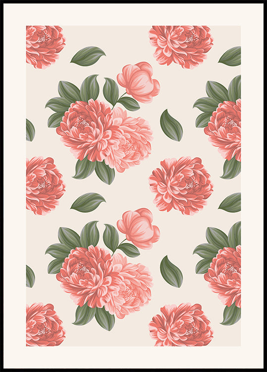 Peony Flowers Poster - Posterbox.dk