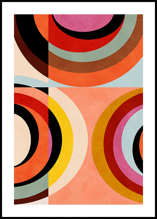 Warm Colors Bauhaus Geometry3 Poster