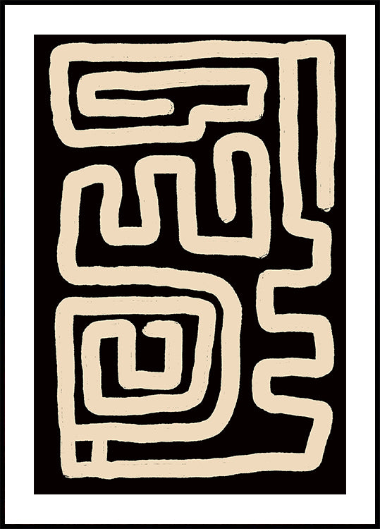 Beige Maze Lines Poster