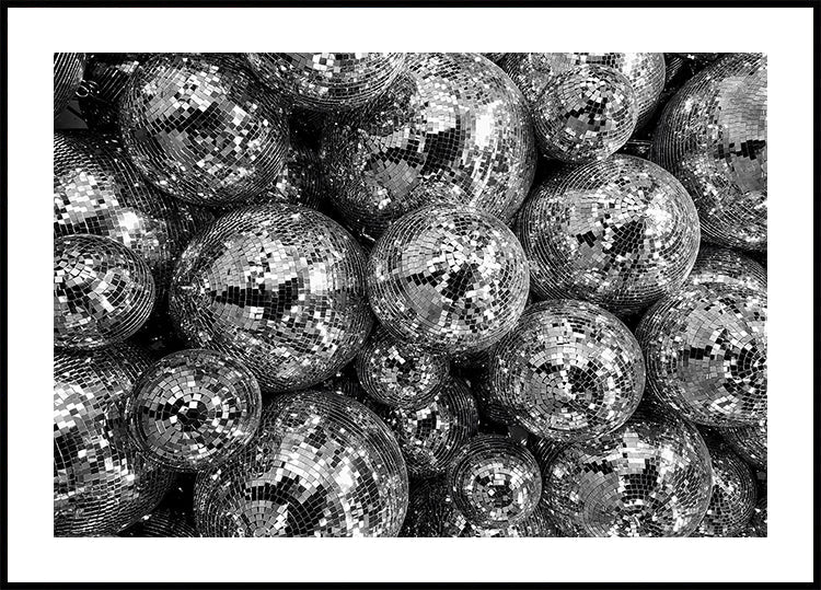 Disco Balls in Black and White Poster - Posterbox.dk